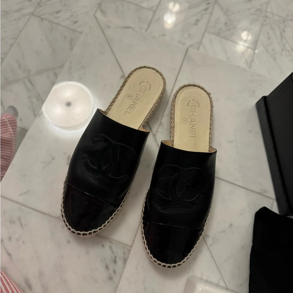 CHANEL Black Leather Mules - Picture 2 of 4